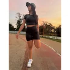 🖤 Conjunto Fitness 3D Poliéster – Bermuda + Cropped