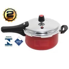 Panela De Pressão 3,0 Litros Fechamento Externo Antiaderente Teflon Vermelho 5 Camadas Teflon Certificado Pelo Inmetro