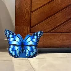 Peso de porta borboleta azul, rosa, cinza