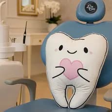 Almofada 3D dente com coração fofo, dentista, odontologia