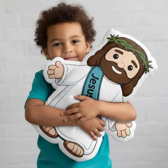 Almofada Jesus Love You braços e coroa de espinhos decoração evangélica/ católica