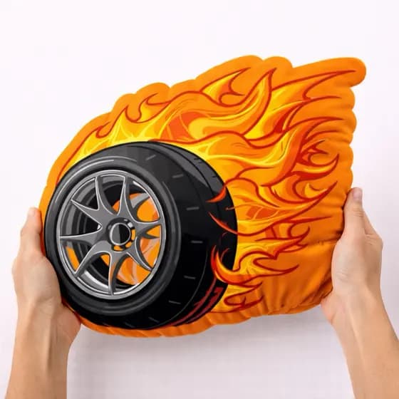 Almofada pneu pegando fogo decorativo, quarto de meninos