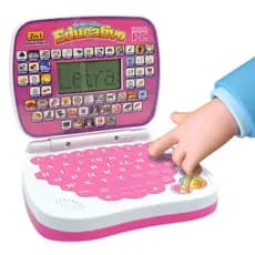 Notebook Infantil Educativo Rosa  Brinquedo Didático em Inglês e Espanhol