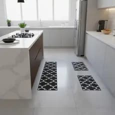 Kit 3 Tapetes Cozinha Jacquard Antiderrapante 2 Porta + 1 Passadeira 1,30m