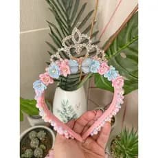 Tiara infantil coroa e flores com borboleta