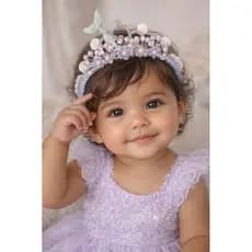 Tiara infantil bebê sereia coroa prata com regulagem.