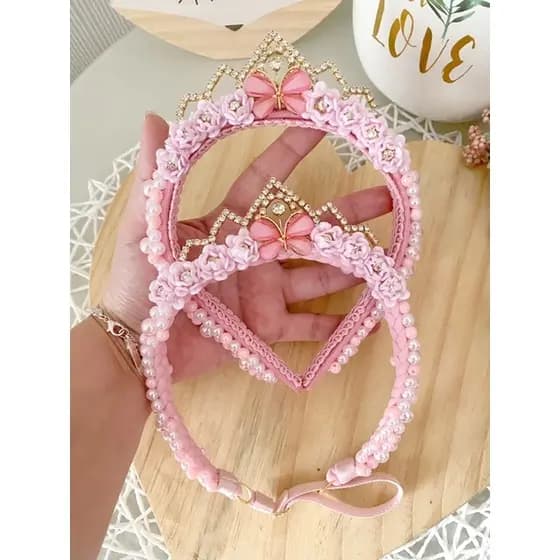 Tiara infantil coroa realeza rosa.