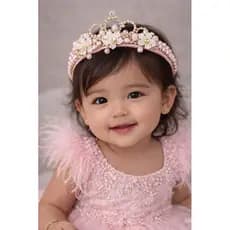 Tiara bebê realeza rosa, amarelo, branco ou azul claro.