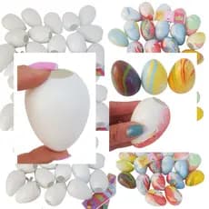 kit 50 Casquinhas de Ovos de Páscoa Coloridas E Brancas de Plástico com adesivo