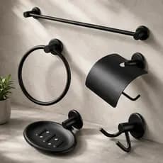 Kit Para Banheiro 5 Peças Stander Completo Preto