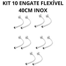 Engate Flexível Inox Trançado 40cm Água Fria E Quente Kit - 10 Unidades