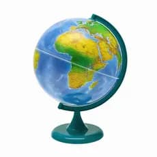 Globo Terrestre Mondo Físico Político 30cm Verde Iluminado LED Branco Educativo Decorativo Base Giratória
