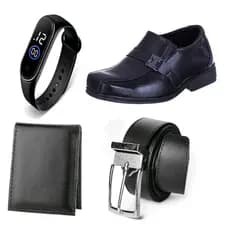 Kit 1 Par De Sapato Social Infantil Masculino + Relógio+ Carteira + Cinto