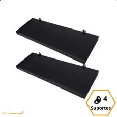 Kit 2 Prateleira Preta 30X10 + Suporte Flutuante Mdf  Organizadora Decoração Cozinha Banheiro Sala