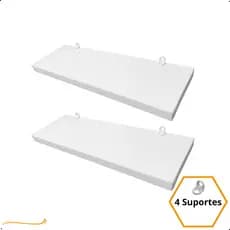Kit 2 Prateleira Branca 30X10 + Suporte Flutuante Mdf  Organizadora Decoração Cozinha Banheiro Sala