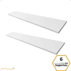 Kit 2 Prateleira Branca 100X15 + Suporte Flutuante Mdf  Organizadora Decoração Cozinha Banheiro Sala