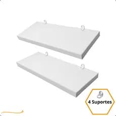 Kit 2 Prateleira Branca 25X10 + Suporte Flutuante Mdf  Organizadora Decoração Cozinha Banheiro Sala