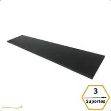 1 Prateleira Preta 100X20 Com Suporte Flutuante Mdf  Organizadora Decoração Cozinha Quarto Banheiro