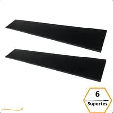 Kit 2 Prateleira Preta 100X15 + Suporte Flutuante Mdf  Organizadora Decoração Cozinha Banheiro Sala