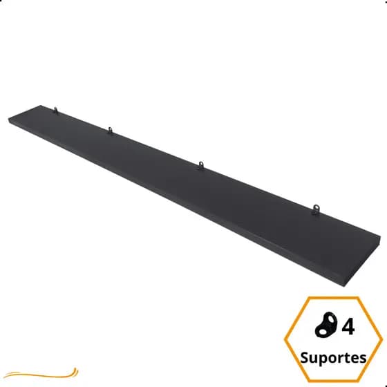 1 Prateleira Preta 100X10 Com Suporte Flutuante Mdf  Organizadora Decoração Cozinha Quarto Banheiro