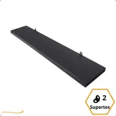 1 Prateleira Preta 50X10 Com Suporte Flutuante Mdf  Organizadora Decoração Cozinha Quarto Banheiro