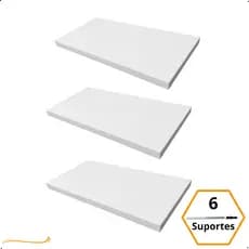 Kit 3 Prateleira Branca 30X15 + Suporte Flutuante Mdf  Organizadora Decoração Cozinha Banheiro Sala