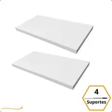 Kit 2 Prateleira Branca 30X15 + Suporte Flutuante Mdf  Organizadora Decoração Cozinha Banheiro Sala