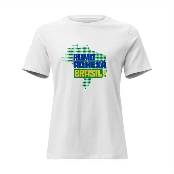 Camisa Feminina Baby Look Rumo ao Hexa Brasil Mapa