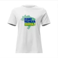 Camisa Feminina Baby Look Rumo ao Hexa Brasil Mapa