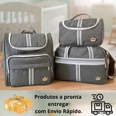Classic Cinza Kit Bolsas Maternidade  03 peças em Cinza