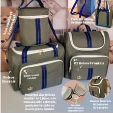 Silver Blue Kit De Bolsas Maternidades impermeaveis 03 Peças.