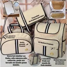 Kit Essencial Clean Preto Bolsas Maternidade Com Trocador portatíl - 03 Peças