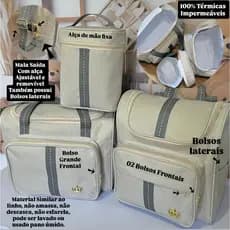 Silver Clarity Bege faixa Cinza Bolsas Maternidade  100%  impermeáveis