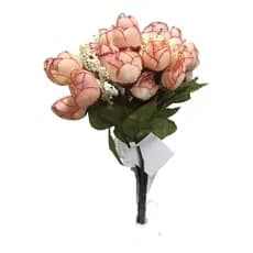 Buquê De Mini Rosa Flor Artificial P/decoração Cor Coral.