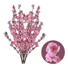 10 Galhos De Cerejeira Rosa Artificial 120cm Planta