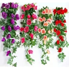 Corrente De Rosas 2 Metros Trepadeira Artificial Folhagem