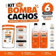 Kit Com 6 Bomba Cachos Perfeitos Shampoo Condicionador Máscaras e Creme