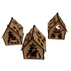 Trio de casinhas decorativas de natal em MDF crú 3mm.