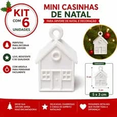 Mini casinha para árvore de natal, kit com 6unid