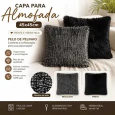 Capa para almofada de pêlos frente e verso 45x45cm