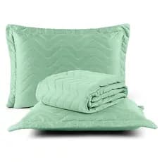 Colcha Cobre Leito Casal Padrao 3 Peças Luxo Verde