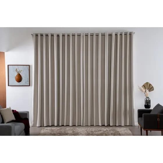 Cortina Blackout/ Blecaute Para Quarto e Sala 2,80 x 1,80 Com Bainha e Ilhós Cromado - Avelã
