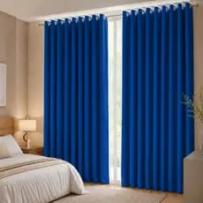 Cortina Elegance Micropercal Para Quarto e Sala 4,00 x 2,50 Ilhós Cromado e Bainha - Azul