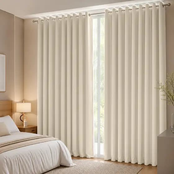 Cortina Elegance Micropercal Para Quarto e Sala 5,00 x 2,50 Ilhós Cromado e Bainha - Branco