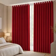 Cortina Elegance Micropercal Para Quarto e Sala 8,00 x 2,50 Ilhós Cromado e Bainha - Vermelho