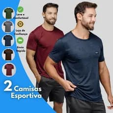 Kit 2 Camisetas Esportiva Masculina Manga Curta