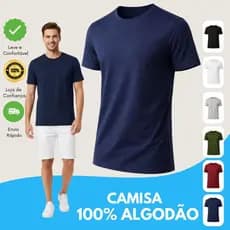 Camisa Básica Manga Curta de Algodão