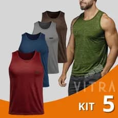 Kit 5 Camisetas Regata Masculina Academia Camisa Sem Manga Esportiva
