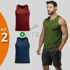 Kit 2 Camisetas Regata Masculina Camisa sem manga Adulto Esportiva Academia