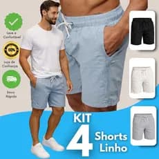Kit 4 Shorts Linho Masculino Básico